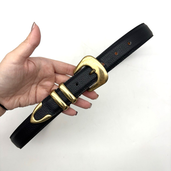1990s Dooney Bourke 82005 All-Weather Black Pebbled Leather Belt L 32" USA Made - Picture 7 of 16